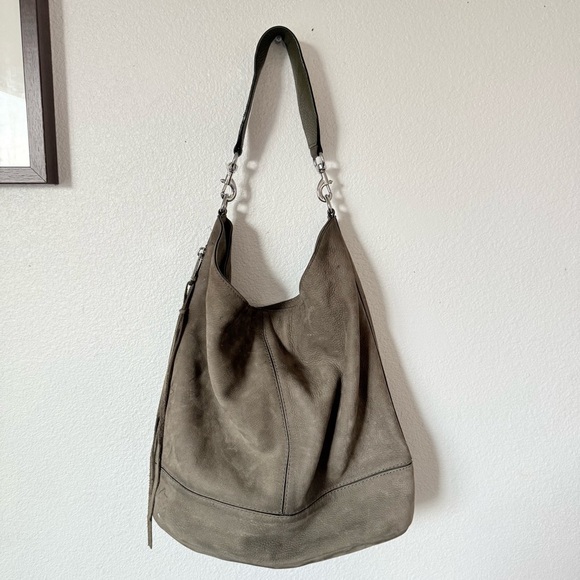 Rebecca Minkoff Bucket Studded Suede Silver Leather Shoulder Bag - Picture 4 of 14